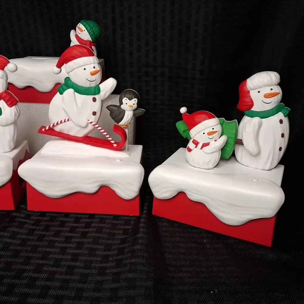 Hallmark 2018 Snow Many Memories Snowman Set of 4 w/Music & Motion Tested *VIDEO